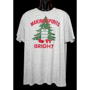 Holiday Time Men's Gray Christmas T-Shirt Keg‎ Making Spirits Bright Sz XL 46/48